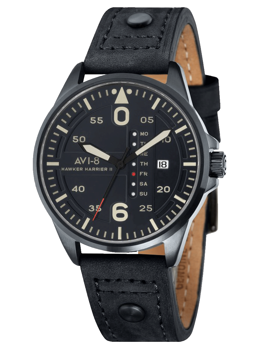AVI-8-Black Hawker Harrier II Watch-BLACK
