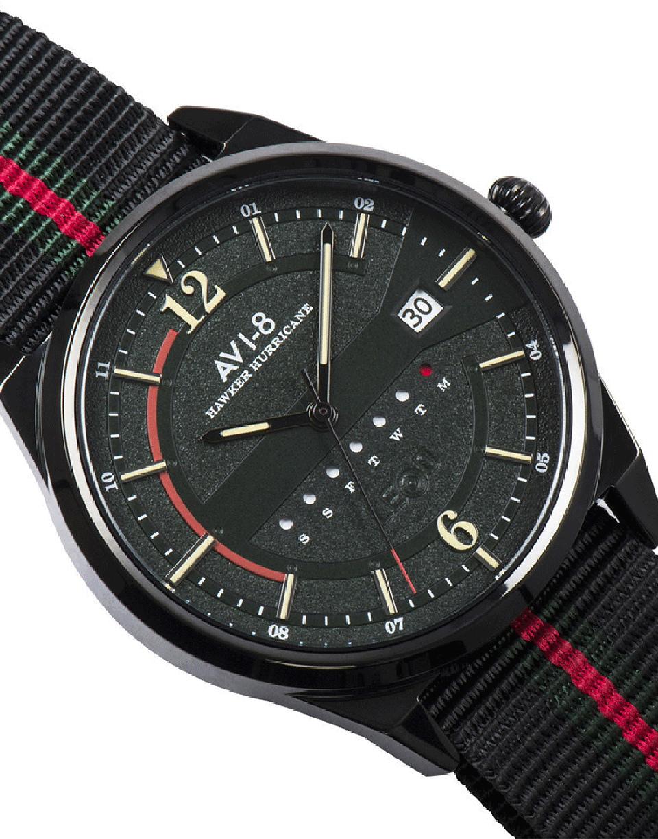 AVI-8-Red and Black Hawker Hurricane Watch-RED/BLK