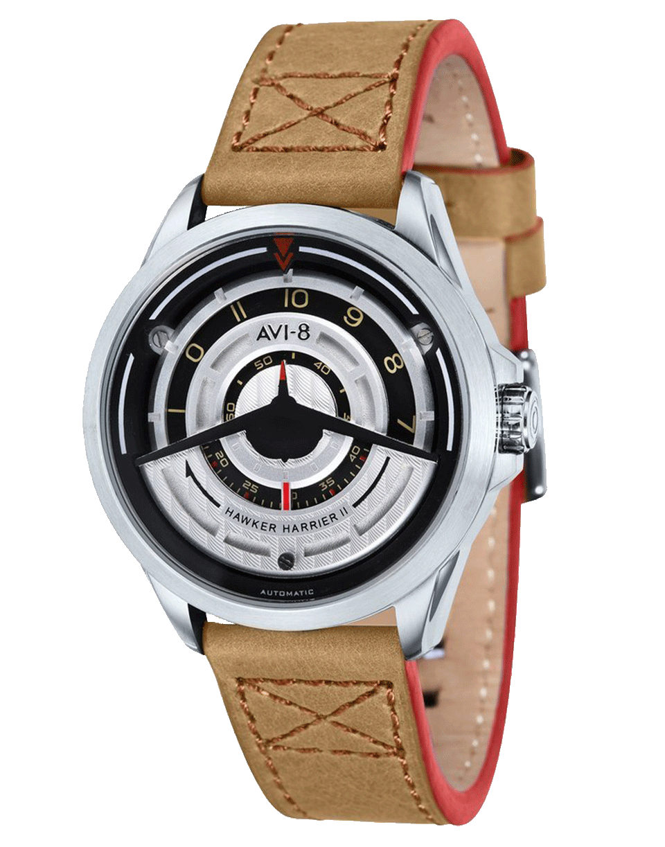 AVI-8-White and Brown Hawker Harrier II Watch-WHT/BRN