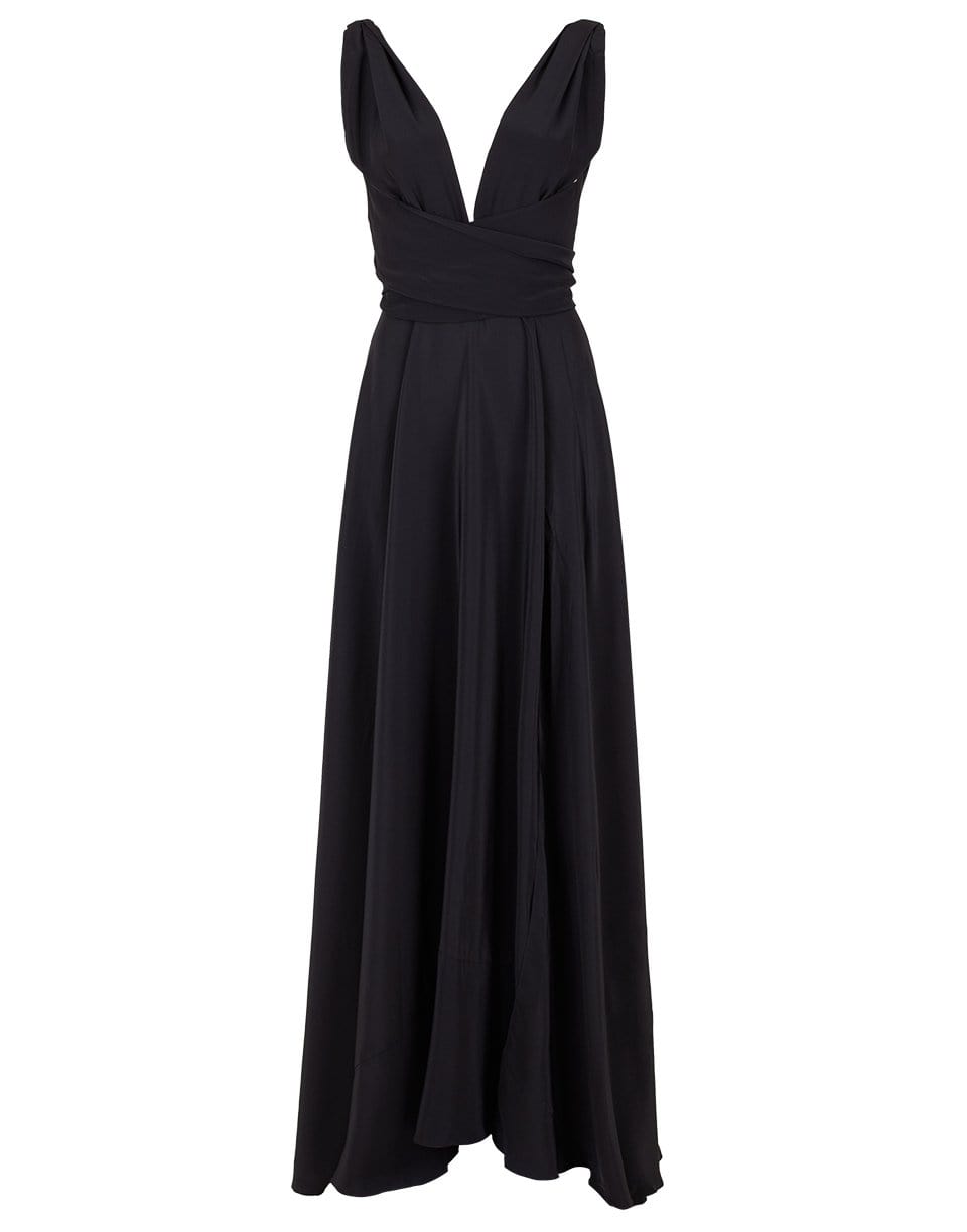 AZEEZA-Cirrus Charmeuse Black Gown-BLACK