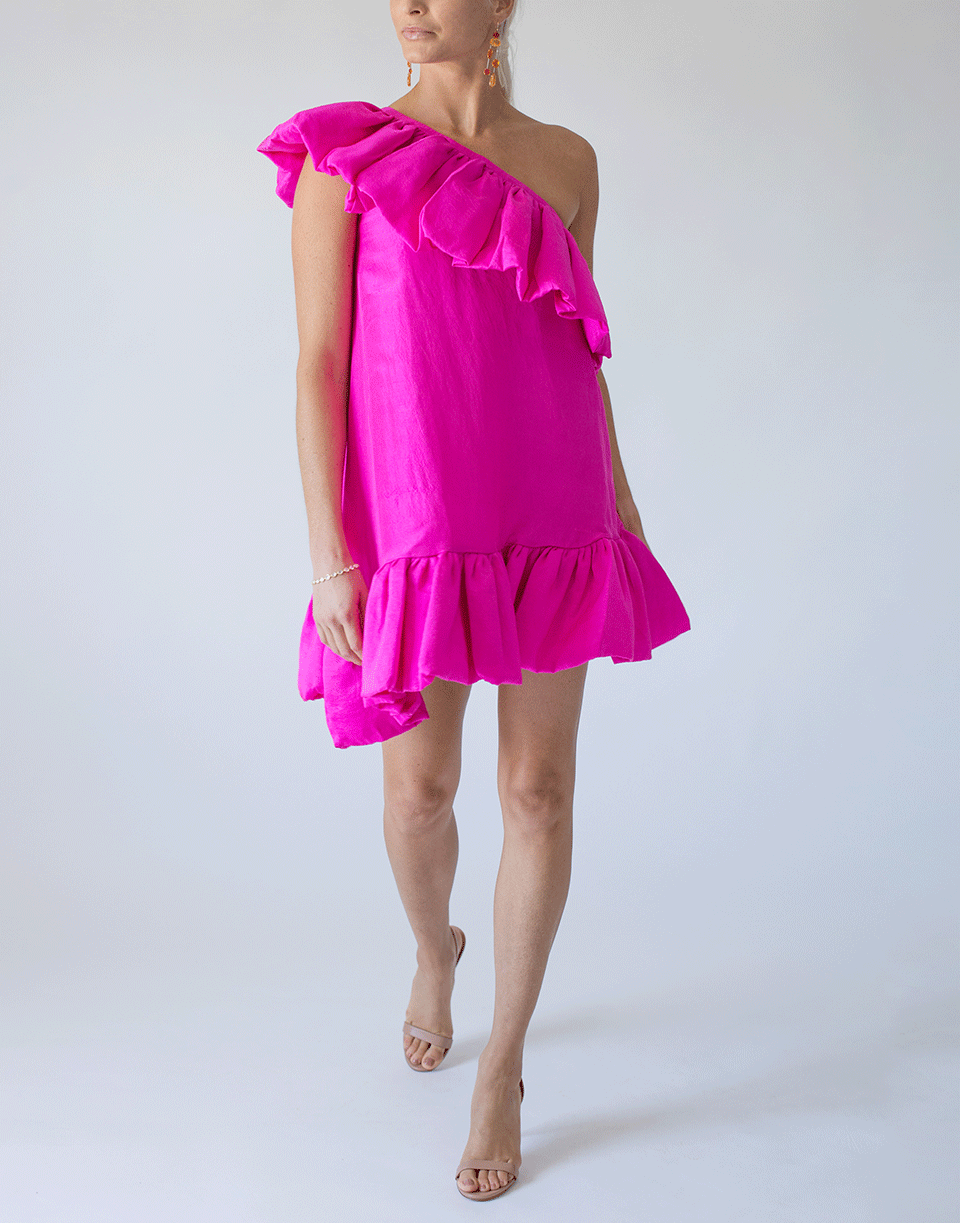 AZEEZA-One Shoulder Ruffle A-Line Dress-
