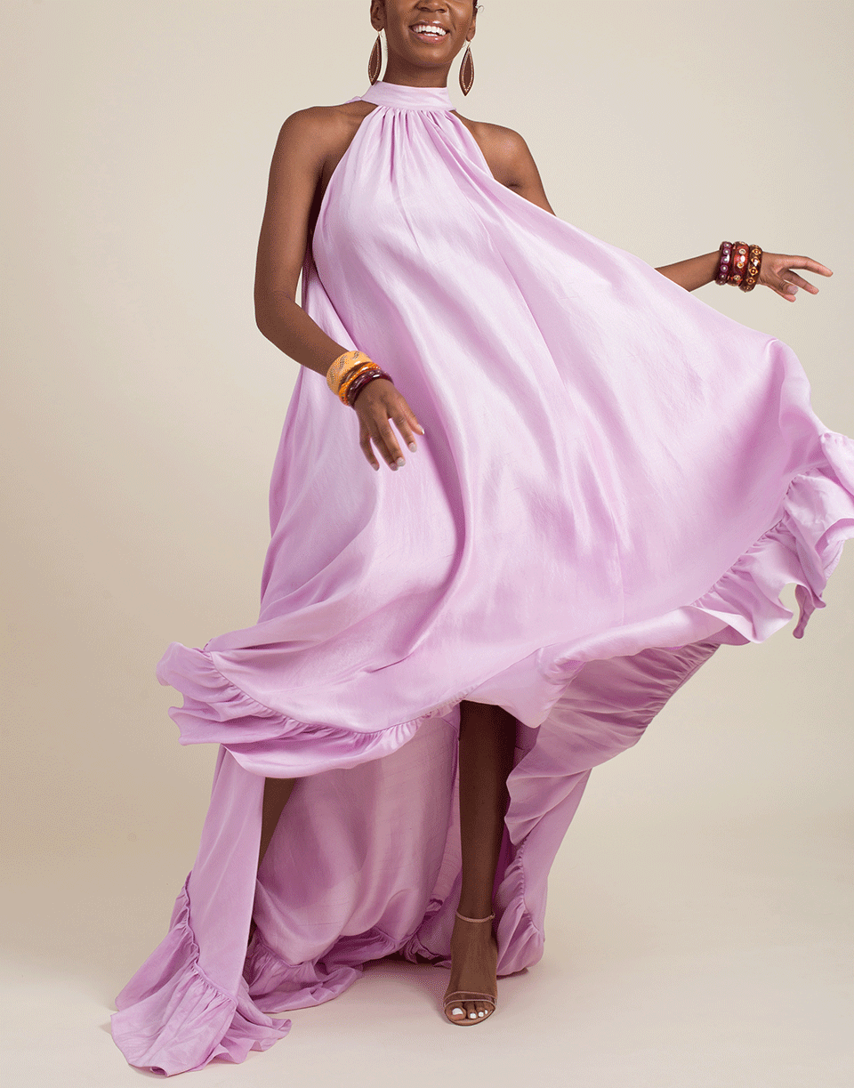 AZEEZA-Plath Raw Silk Gown-LILAC