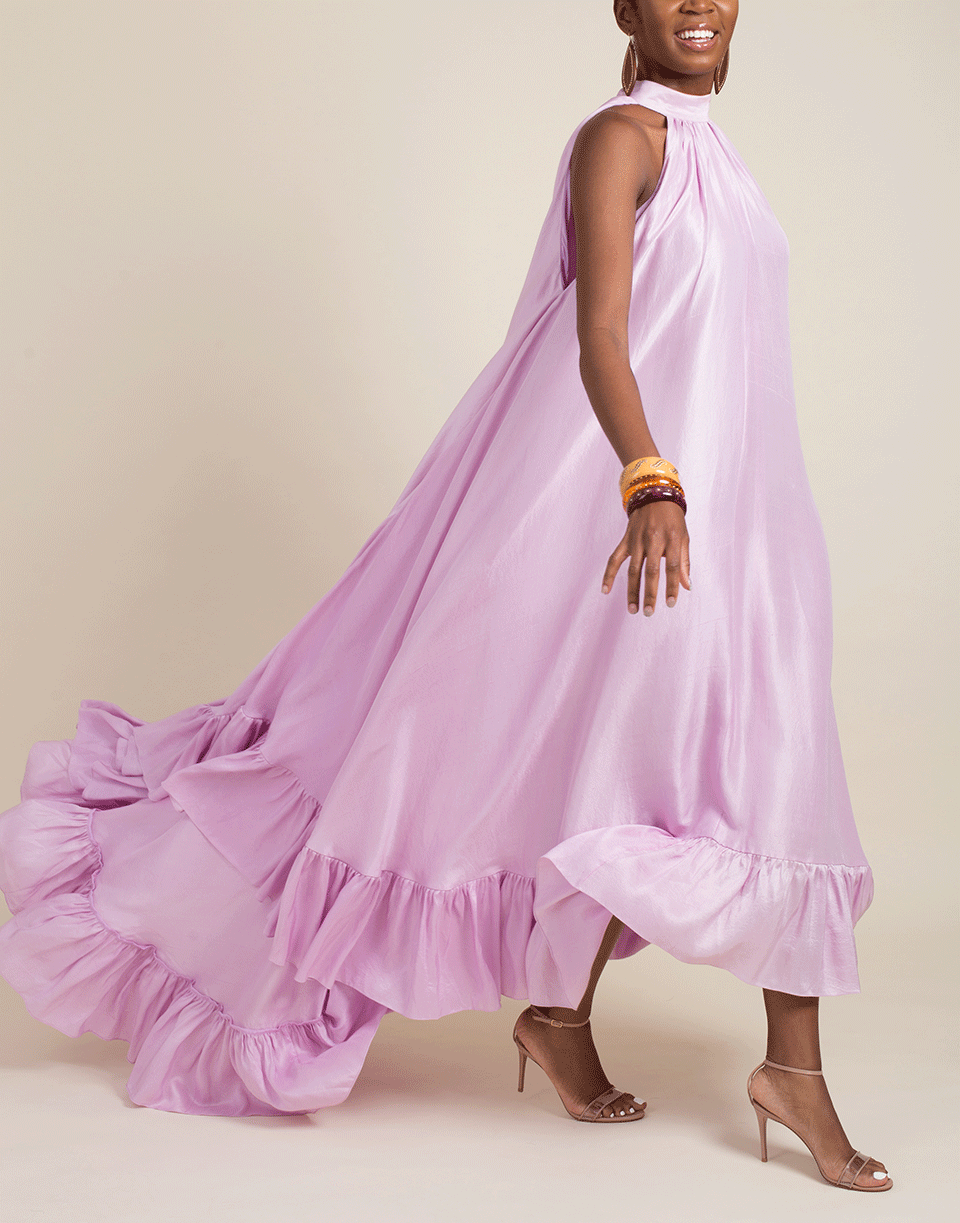 AZEEZA-Plath Raw Silk Gown-LILAC