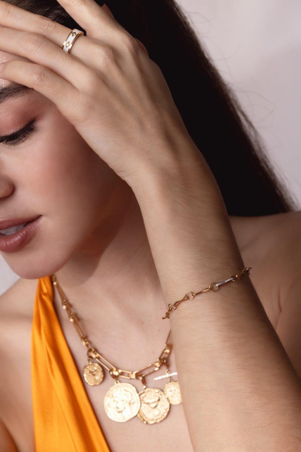 AZLEE-Large Circle Link Bracelet-YELLOW GOLD