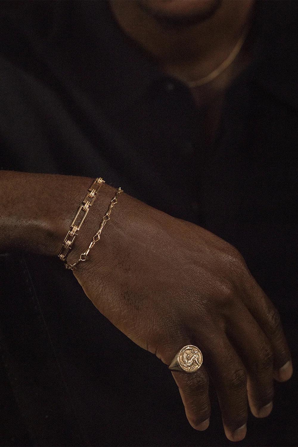 Deco Link Bracelet-YELLOW GOLD-JEWELRYFINE JEWELBRACELET O-AZLEE
