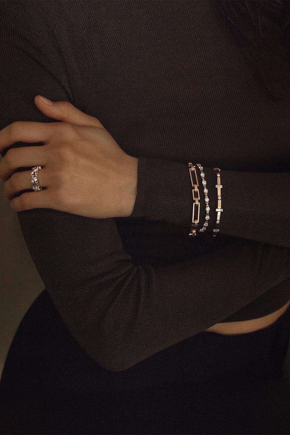 Deco Link Bracelet-YELLOW GOLD-JEWELRYFINE JEWELBRACELET O-AZLEE