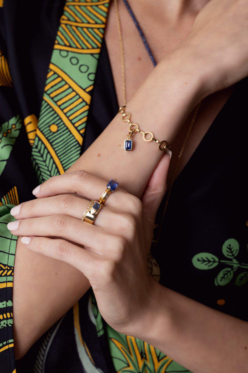 AZLEE-Heavy Circle Link Smooth Bracelet-YELLOW GOLD