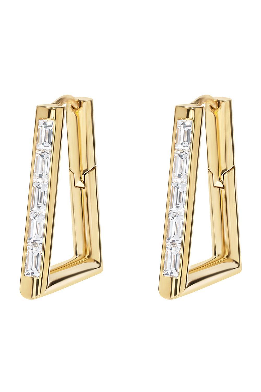 Diamond Baguette Forma Hoop Earrings-YELLOW GOLD-JEWELRYFINE JEWELEARRING-AZLEE