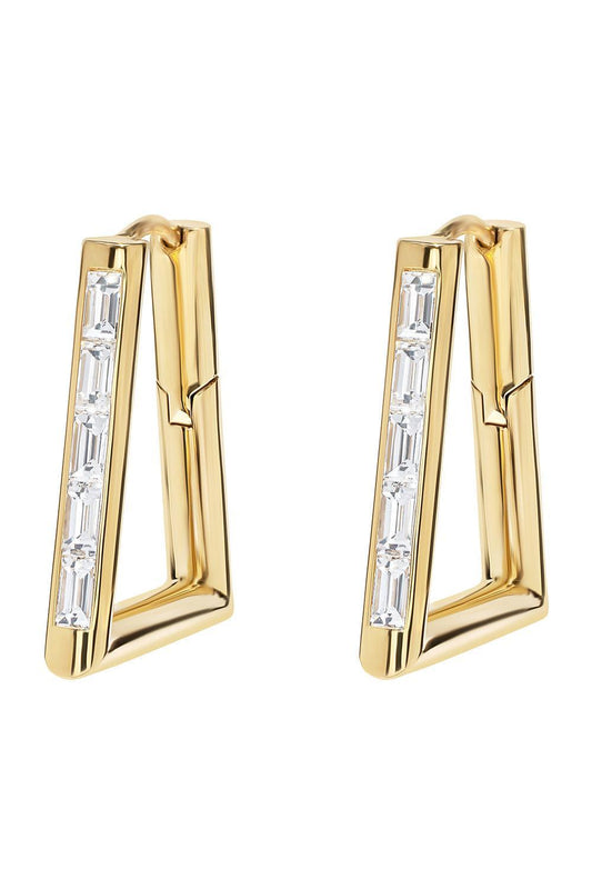 Diamond Baguette Forma Hoop Earrings-YELLOW GOLD-JEWELRYFINE JEWELEARRING-AZLEE
