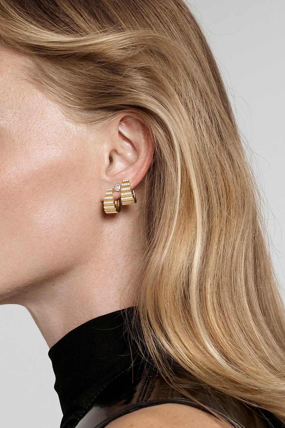 Diamond Escalier Hoop Earrings-YELLOW GOLD-JEWELRYFINE JEWELEARRING-AZLEE