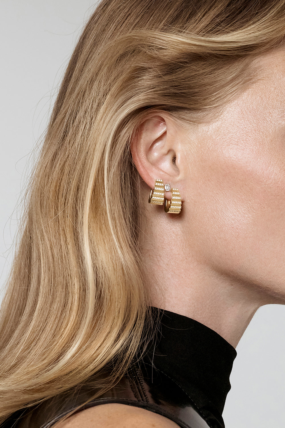  Diamond Escalier Hoop Earrings-YELLOW GOLD-JEWELRYFINE JEWELEARRING-AZLEE 