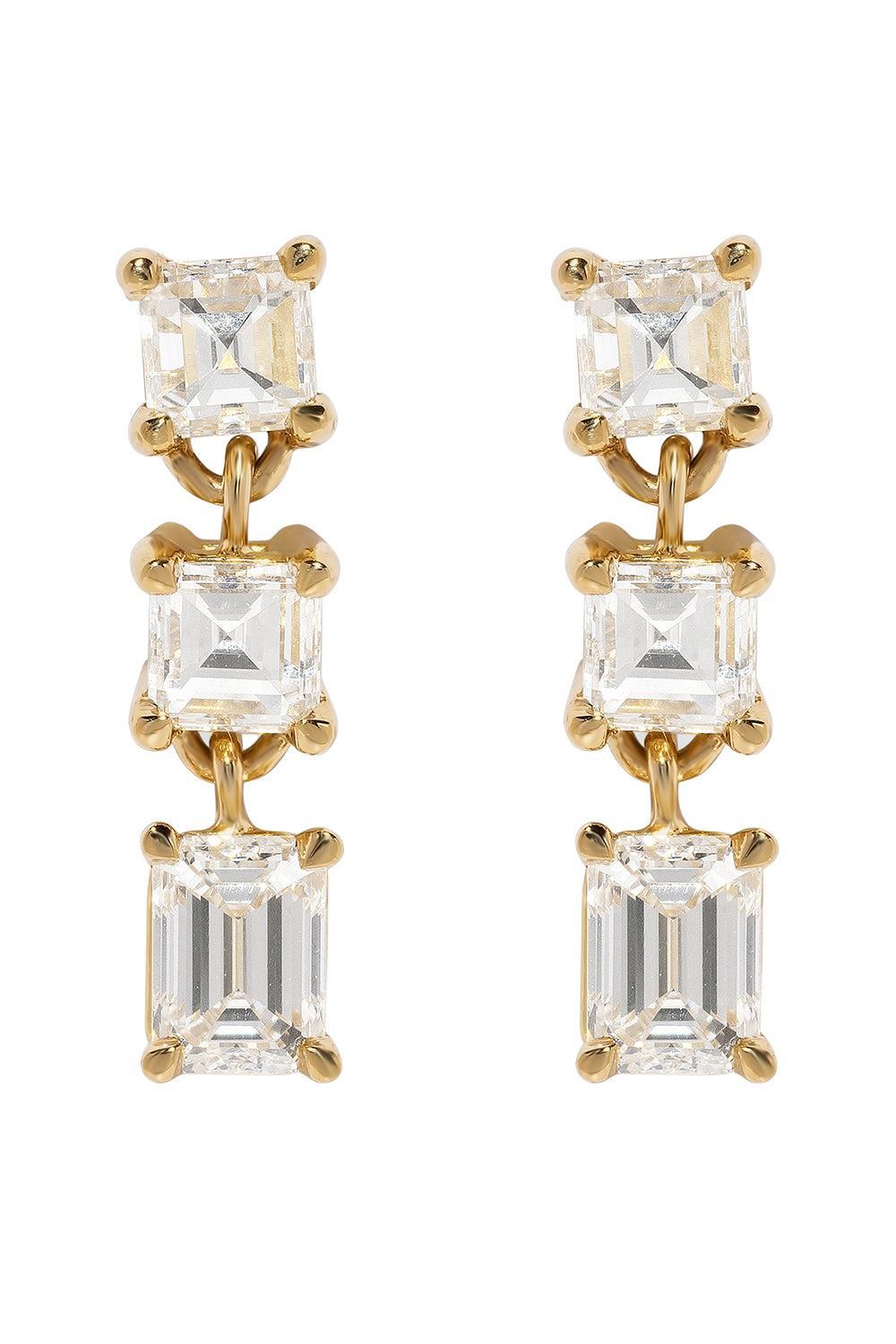 Diamond Illusion Carre Earrings-YELLOW GOLD-JEWELRYFINE JEWELEARRING-AZLEE