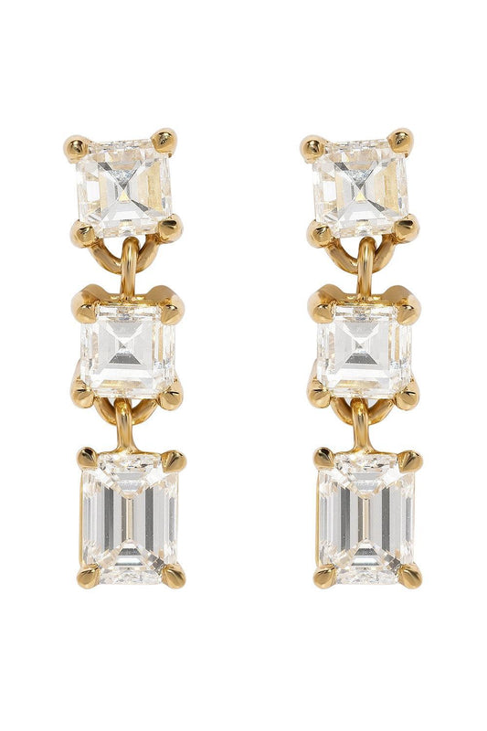 Diamond Illusion Carre Earrings-YELLOW GOLD-JEWELRYFINE JEWELEARRING-AZLEE