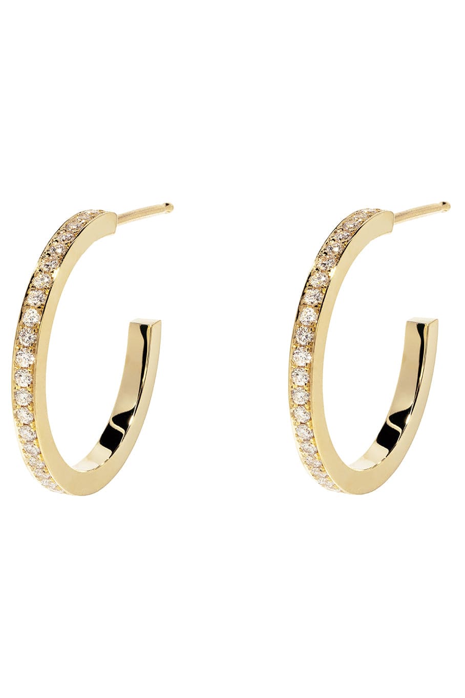 AZLEE-Front Diamond Hoops-YELLOW GOLD