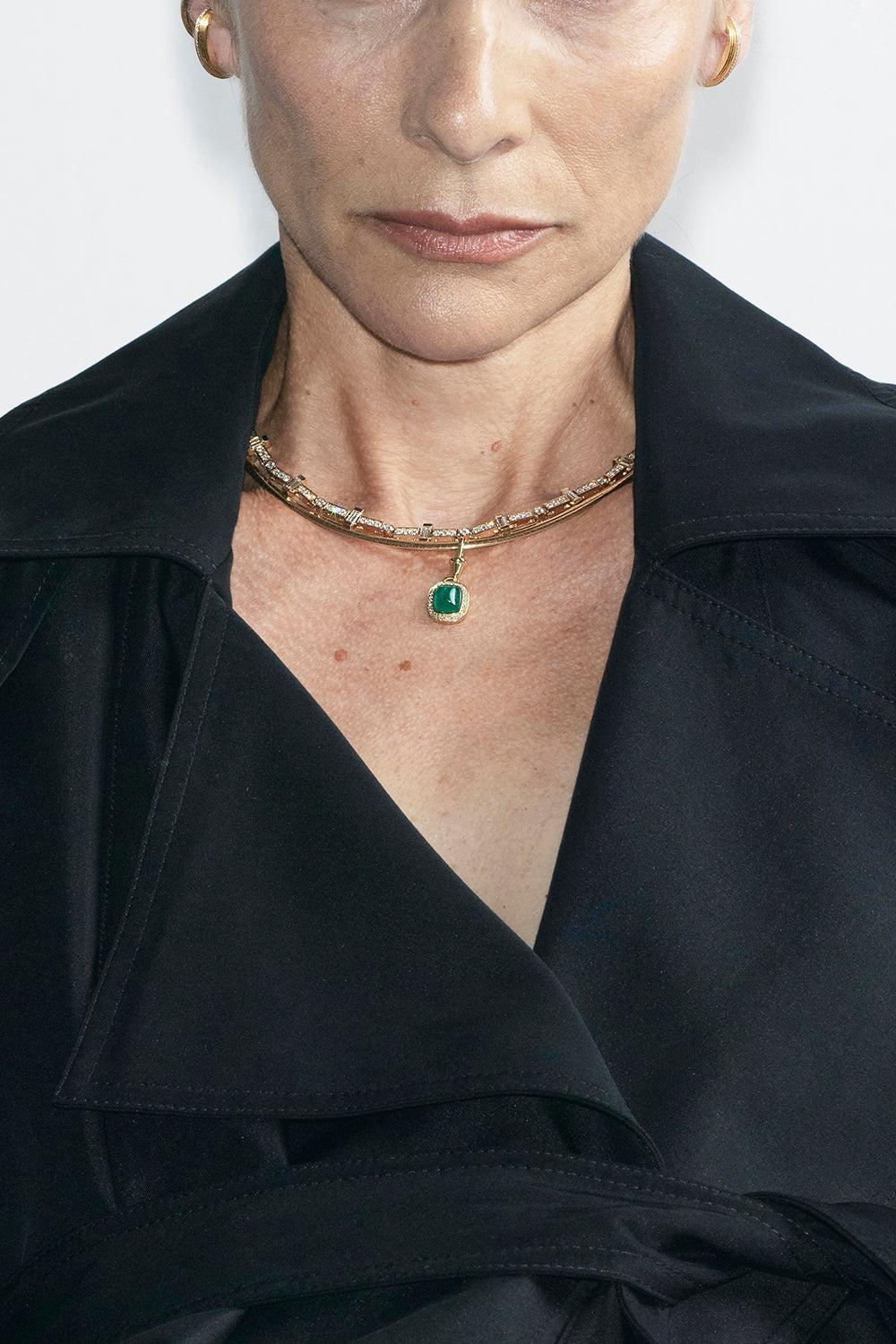 Diamond Scattered Bar Tennis Necklace-YELLOW GOLD-15.75-JEWELRYFINE JEWELNECKLACE O-AZLEE
