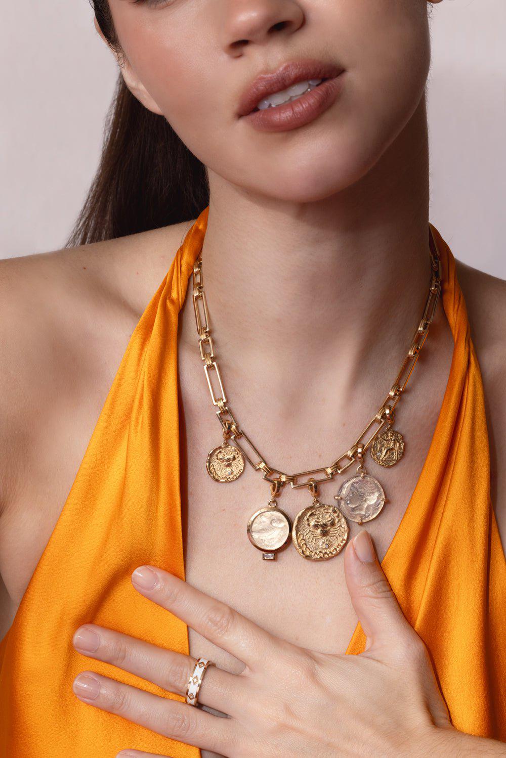 AZLEE-Deco Link Chain Necklace-YELLOW GOLD