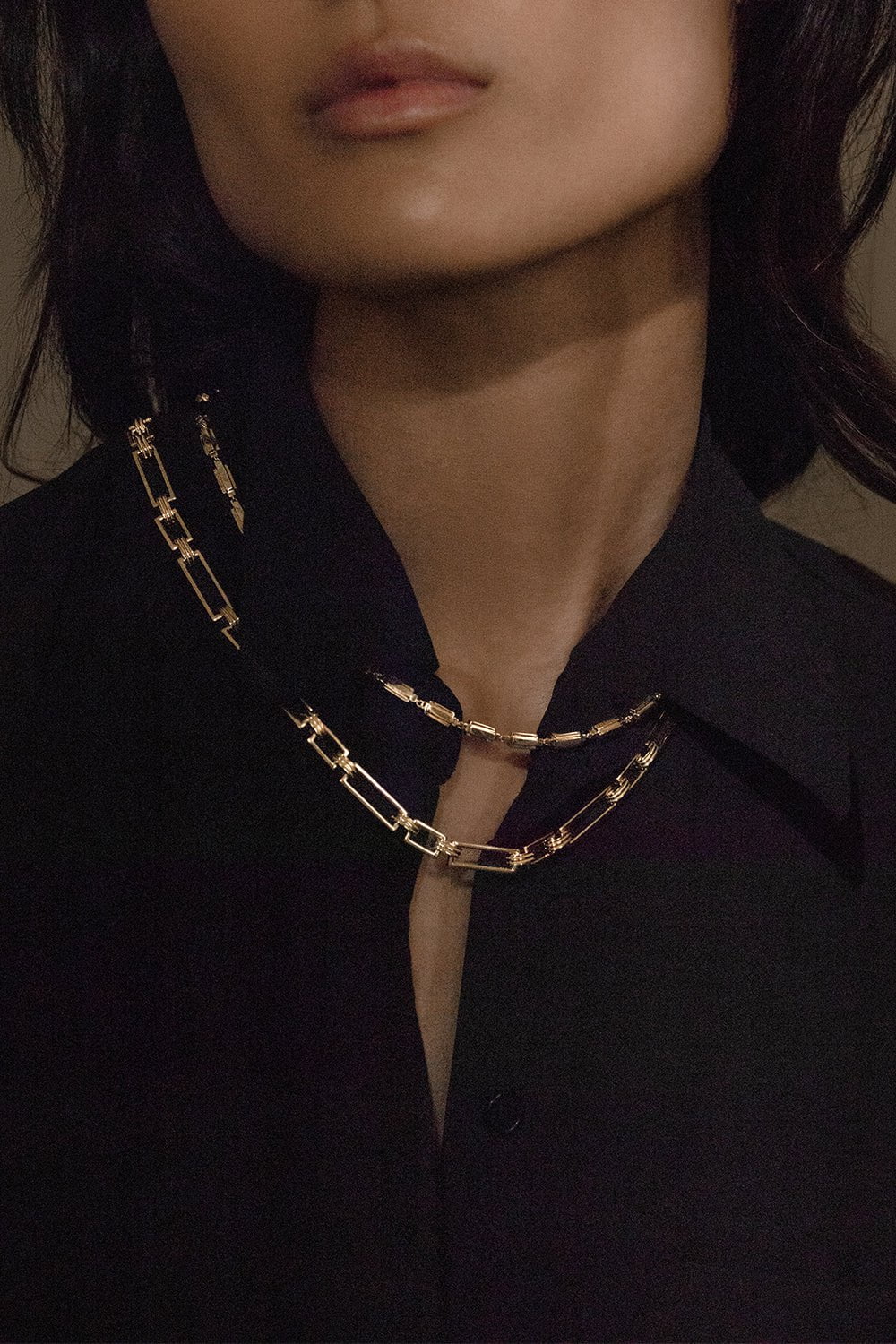 AZLEE-Deco Link Chain Necklace-YELLOW GOLD