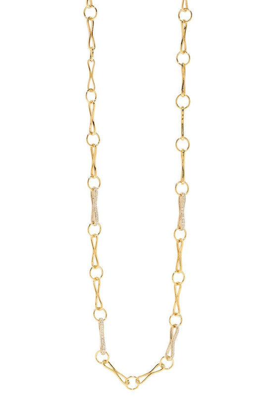 Diamond Link Large Motif Double Link Chain Necklace-YELLOW GOLD-16-JEWELRYFINE JEWELNECKLACE O-AZLEE
