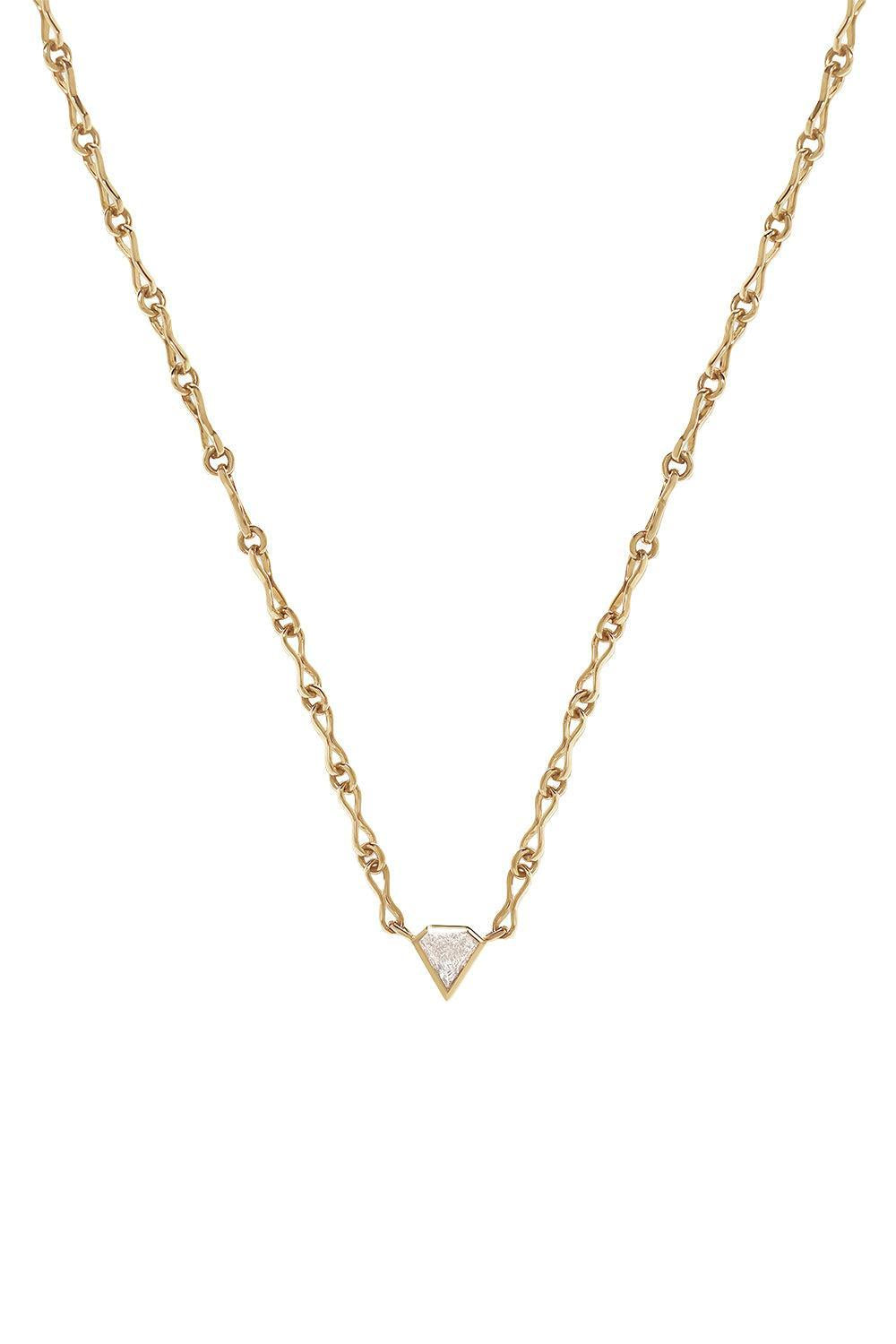 Diamond Shield Chain Necklace-YELLOW GOLD-16-JEWELRYFINE JEWELNECKLACE O-AZLEE