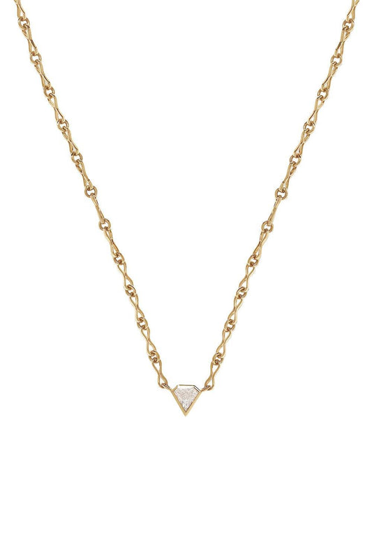 Diamond Shield Chain Necklace-YELLOW GOLD-16-JEWELRYFINE JEWELNECKLACE O-AZLEE