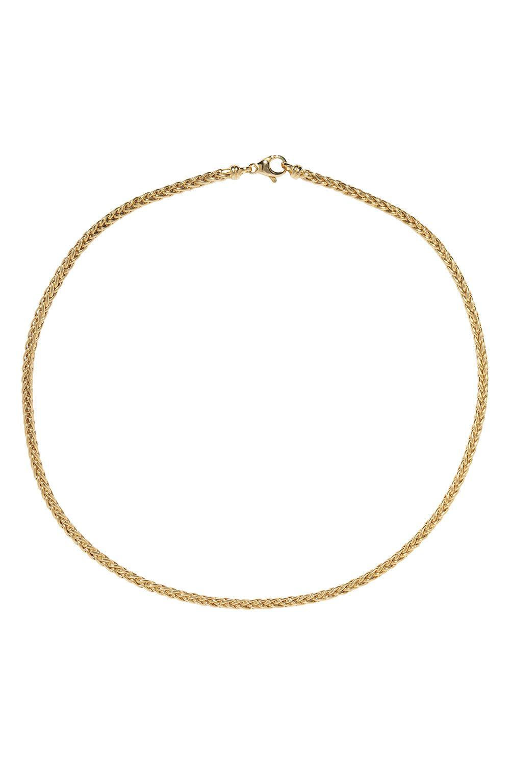 Small Woven Chain Necklace-YELLOW GOLD-16-JEWELRYFINE JEWELNECKLACE O-AZLEE