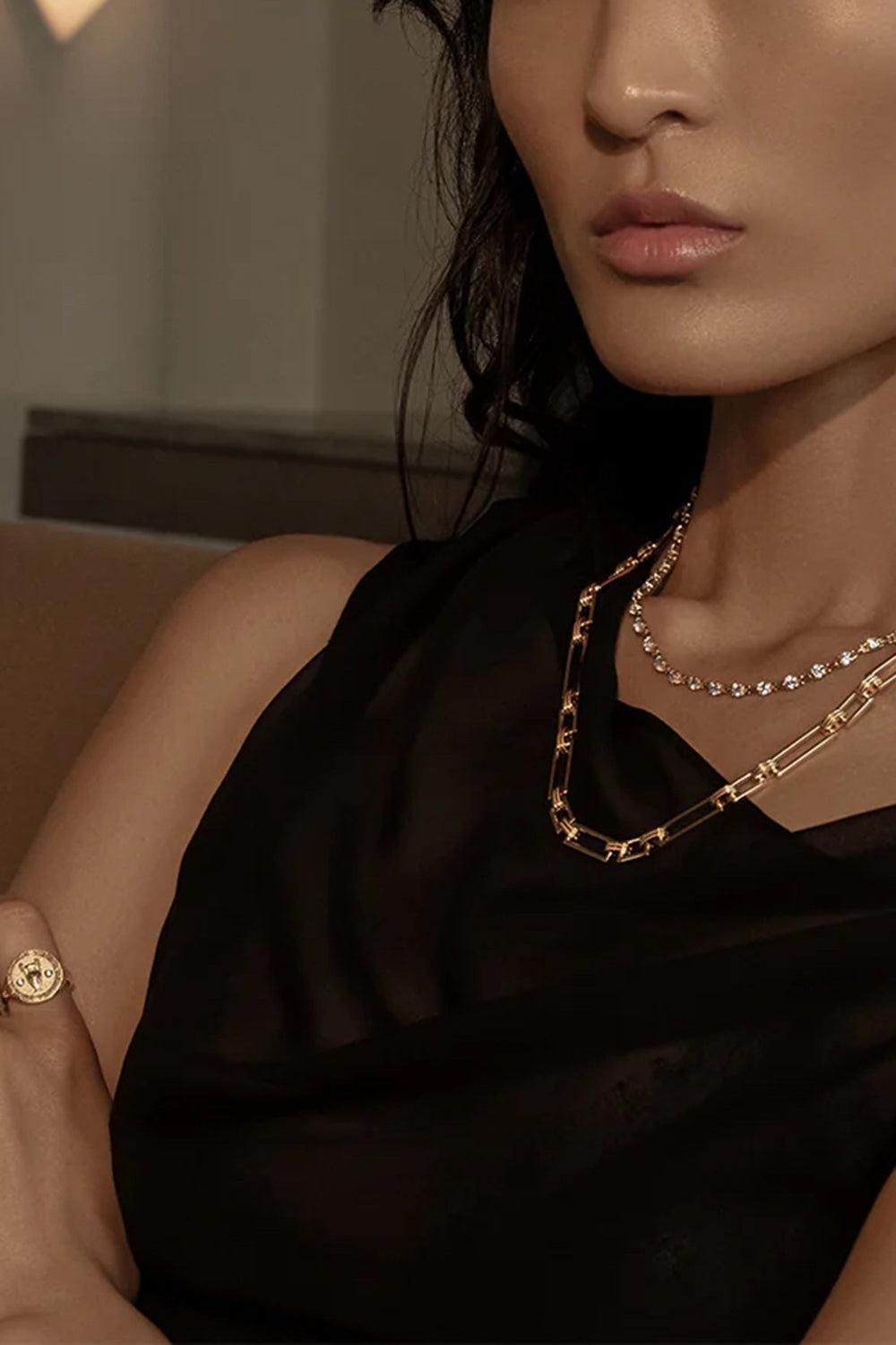 Deco Link Chain-YELLOW GOLD-19-JEWELRYFINE JEWELNECKLACE O-AZLEE
