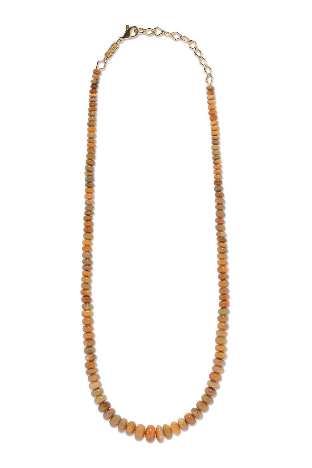 AZLEE-African Opal Bead Necklace-YELLOW GOLD