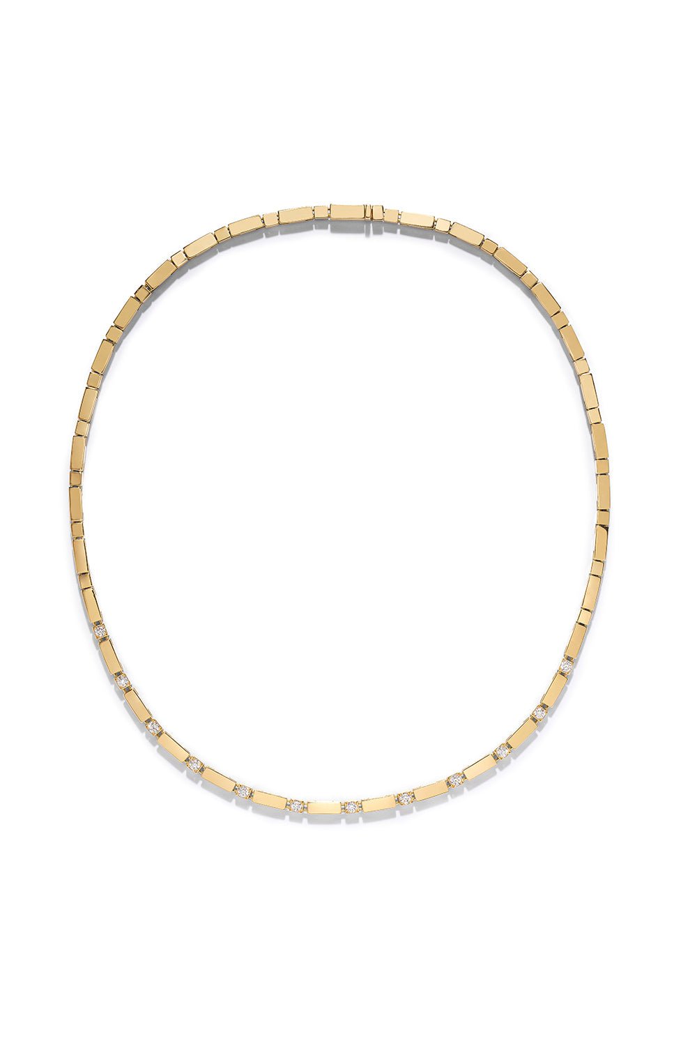 AZLEE-Gold Bar Diamond Tennis Necklace-YELLOW GOLD