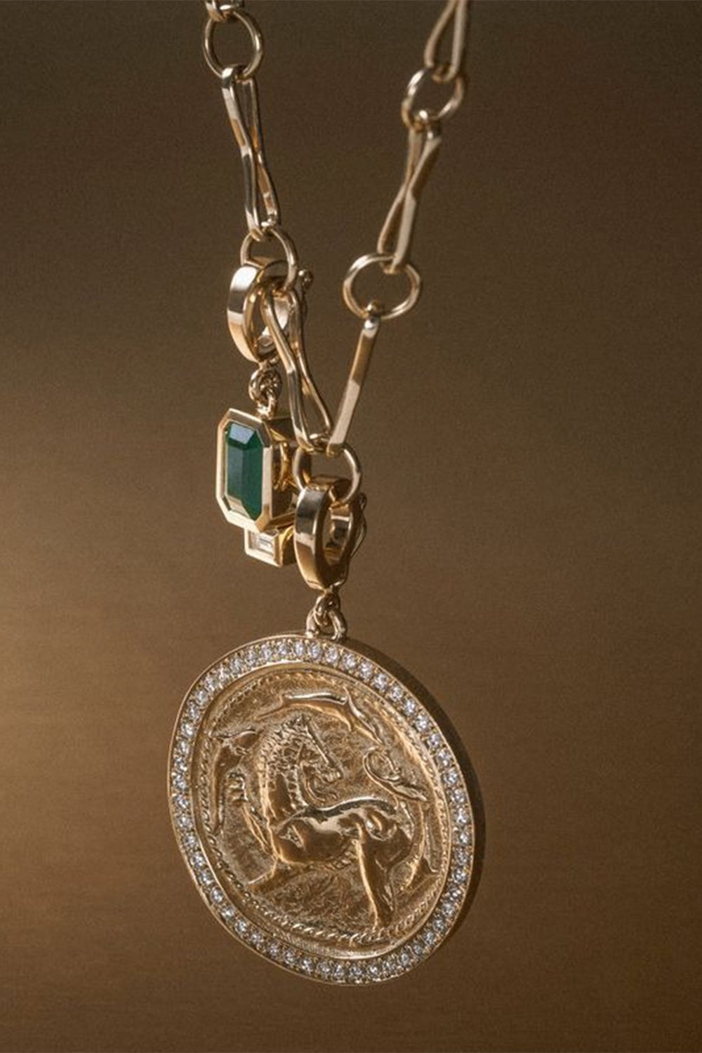 AZLEE-Animal Kingdom Large Coin Charm-YELLOW GOLD