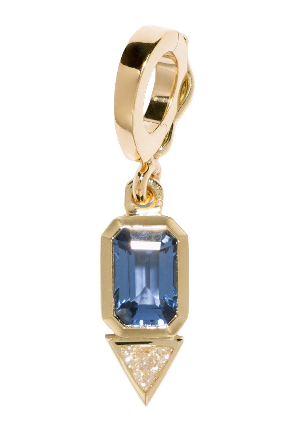 Blue Sapphire Diamond Trillion Charm-YELLOW GOLD-JEWELRYFINE JEWELPENDANT-AZLEE