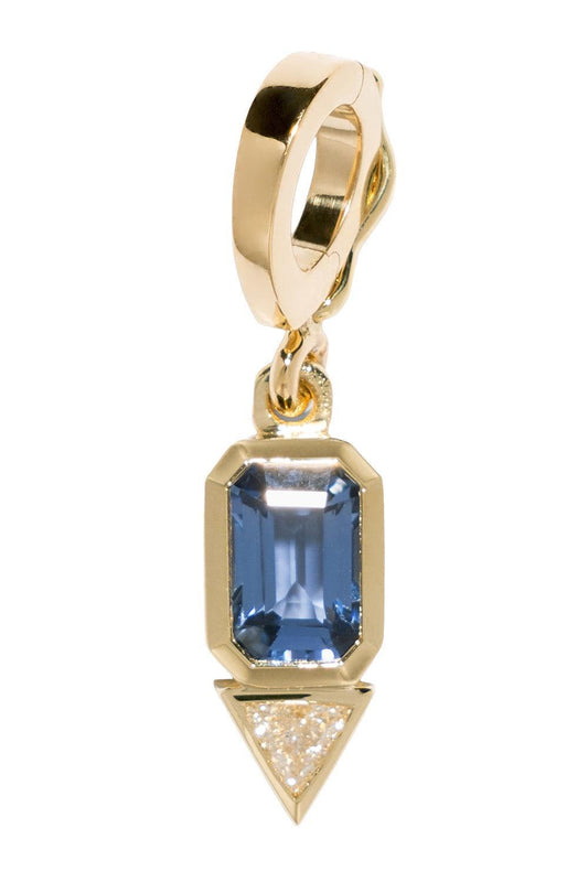 Blue Sapphire Diamond Trillion Charm-YELLOW GOLD-JEWELRYFINE JEWELPENDANT-AZLEE