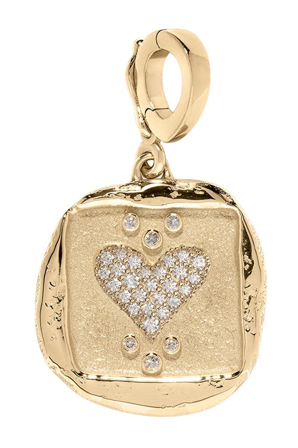 Diamond Small Amour Heart Coin Pendant-YELLOW GOLD-JEWELRYFINE JEWELPENDANT-AZLEE