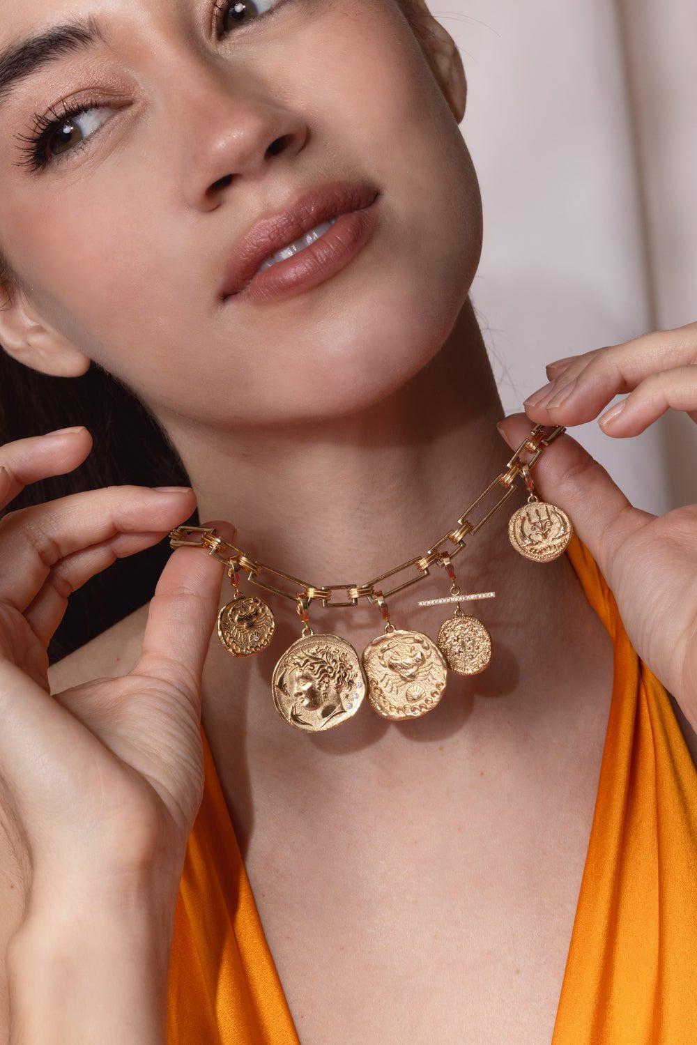  AZLEE-Karkinos Small Diamond Coin-YELLOW GOLD 