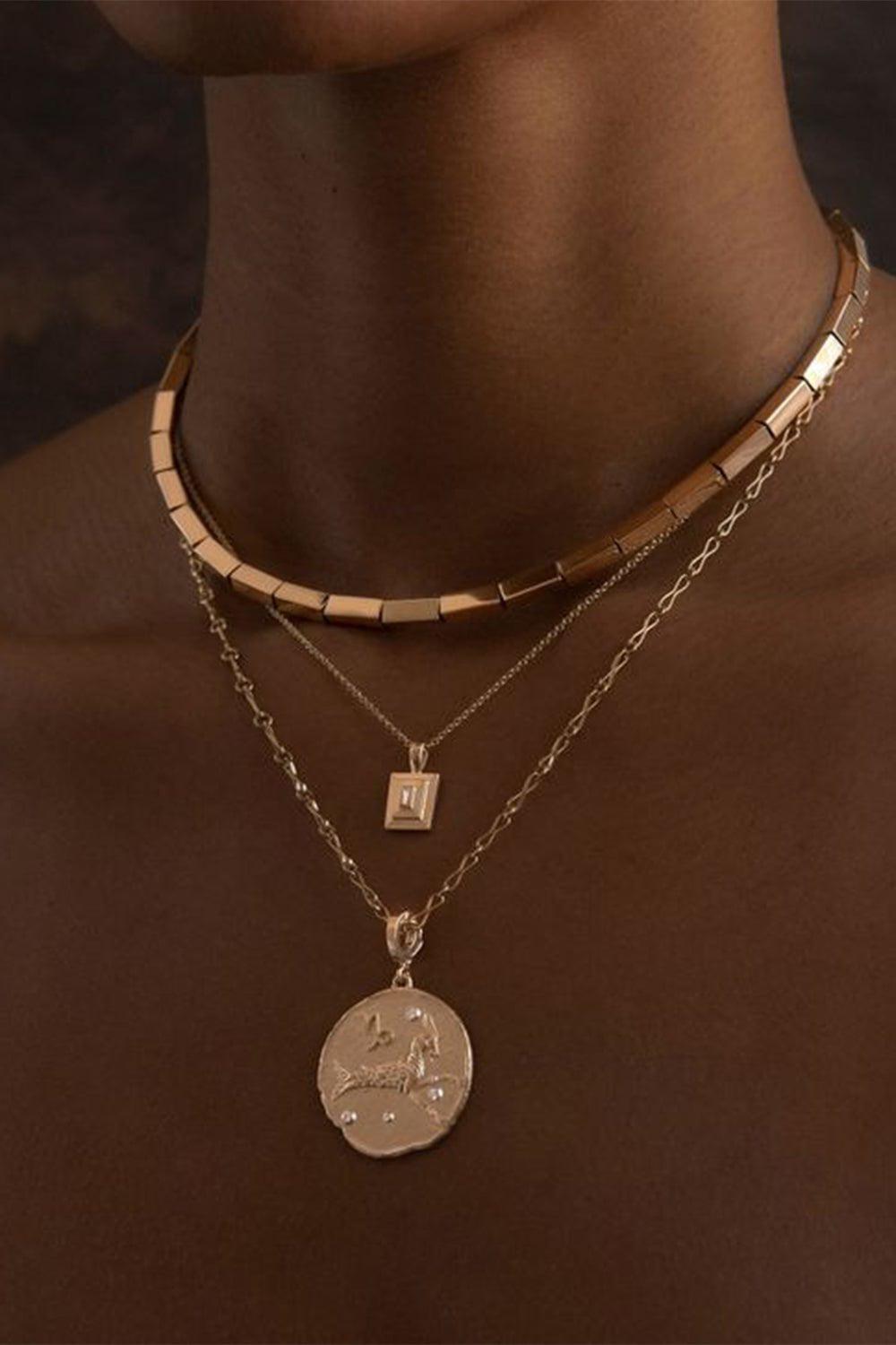 AZLEE-Large Capricorn Coin-YELLOW GOLD