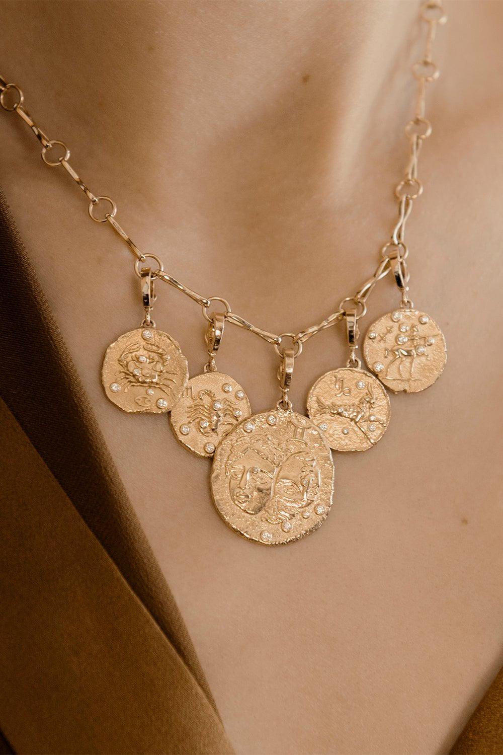 AZLEE-Of The Stars Large Cancer Coin-YELLOW GOLD