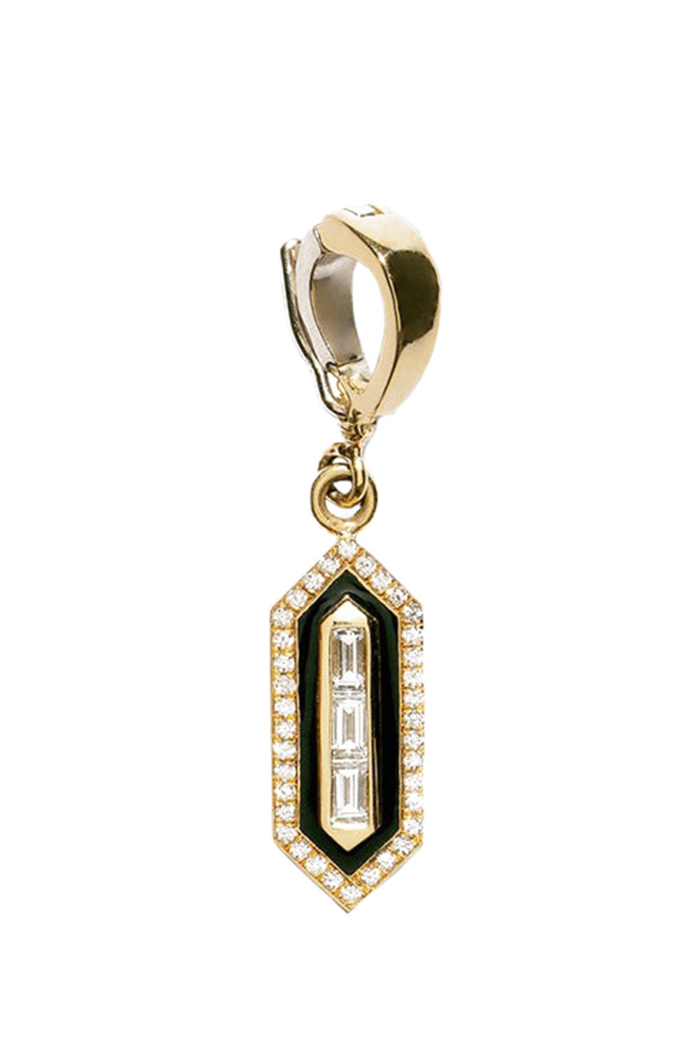 AZLEE-N/S Triple Diamond Enamel Charm-YELLOW GOLD