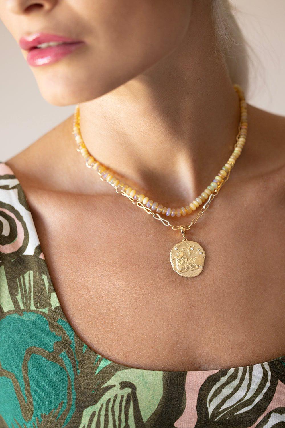 AZLEE-Of The Stars Large Aries Charm-YELLOW GOLD