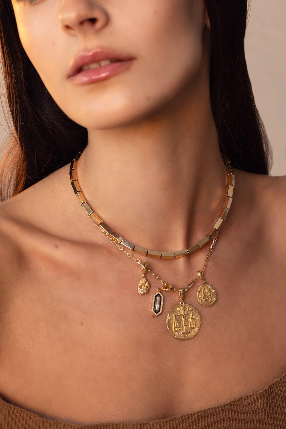 AZLEE-Of The Stars Libra Large Coin Charm-YELLOW GOLD