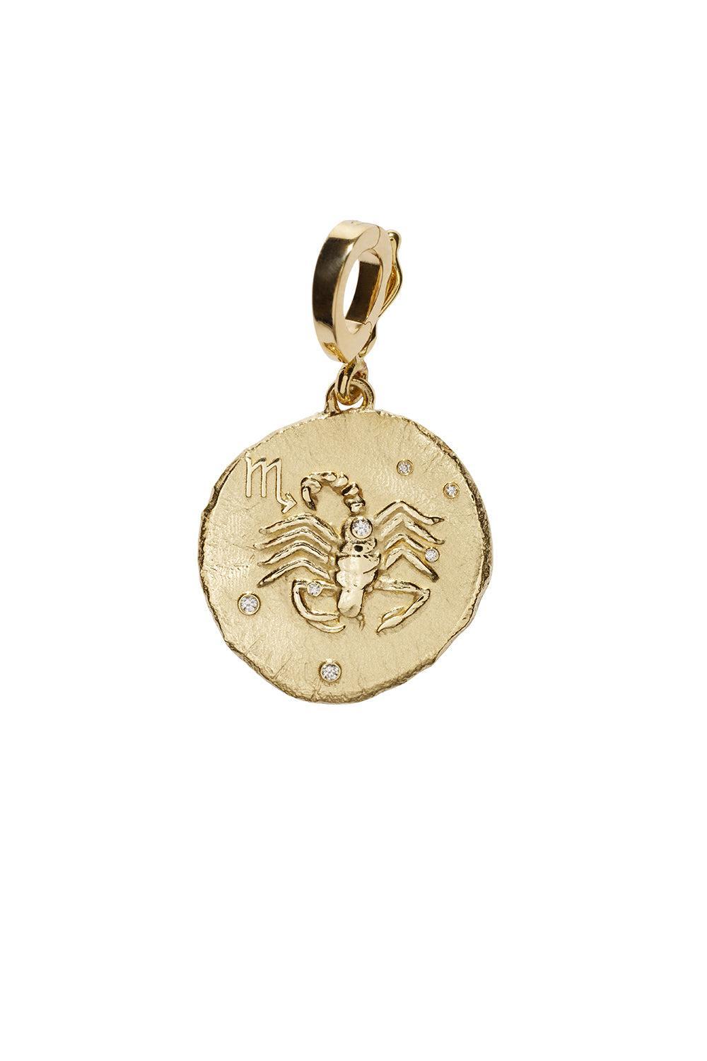 Of The Stars Scorpio Small Coin Charm-YELLOW GOLD-JEWELRYFINE JEWELPENDANT-AZLEE