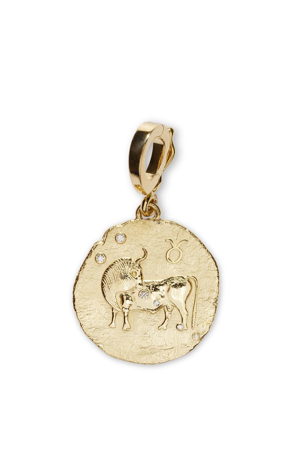Of The Stars Taurus Small Coin Charm-YELLOW GOLD-JEWELRYFINE JEWELPENDANT-AZLEE