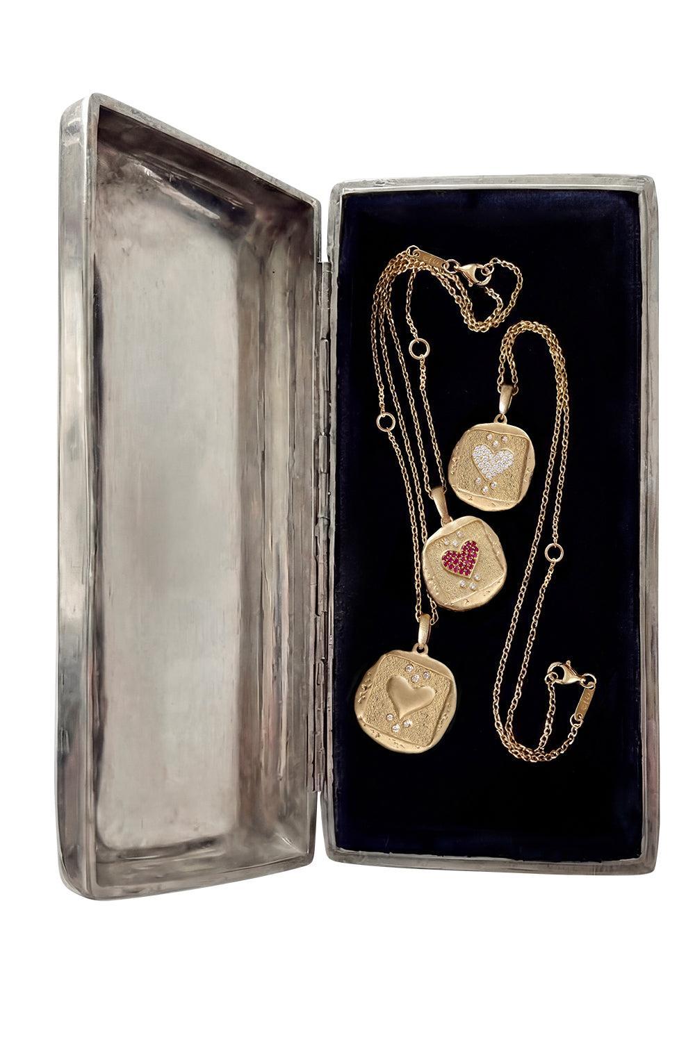 Ruby Diamond Large Amour Heart Coin-YELLOW GOLD-JEWELRYFINE JEWELPENDANT-AZLEE