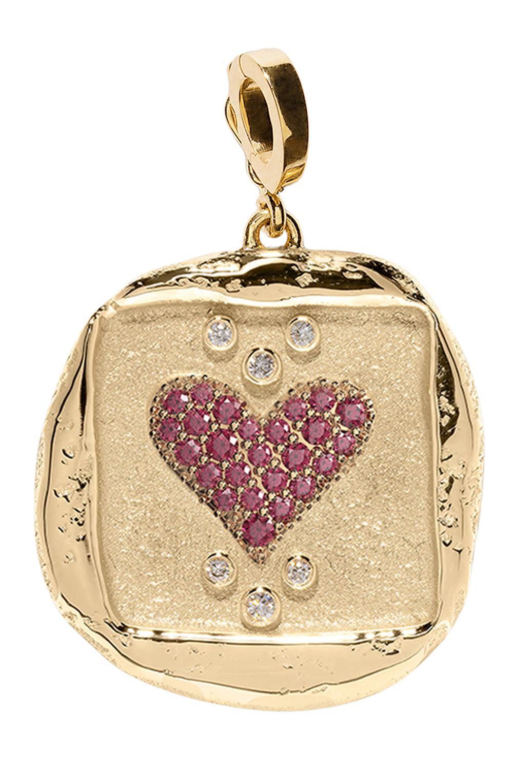Ruby Diamond Large Amour Heart Coin-YELLOW GOLD-JEWELRYFINE JEWELPENDANT-AZLEE