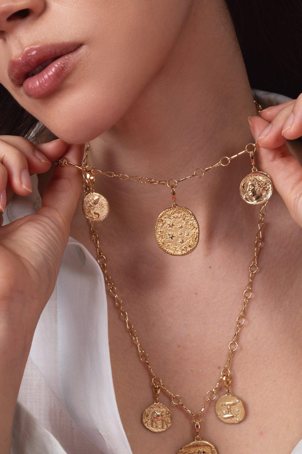 AZLEE-Small Goddess Diamond Coin-YELLOW GOLD