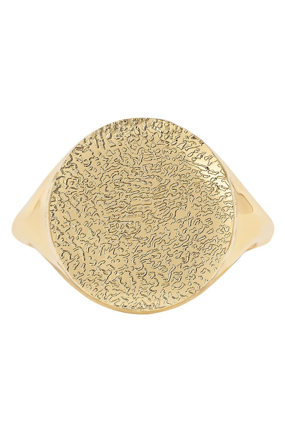 Custom Pawprint Texture Signet Ring-YELLOW GOLD-5-JEWELRYFINE JEWELRING-AZLEE