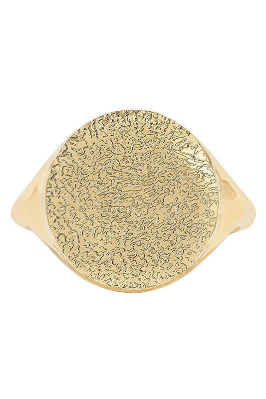 Custom Pawprint Texture Signet Ring-YELLOW GOLD-5-JEWELRYFINE JEWELRING-AZLEE