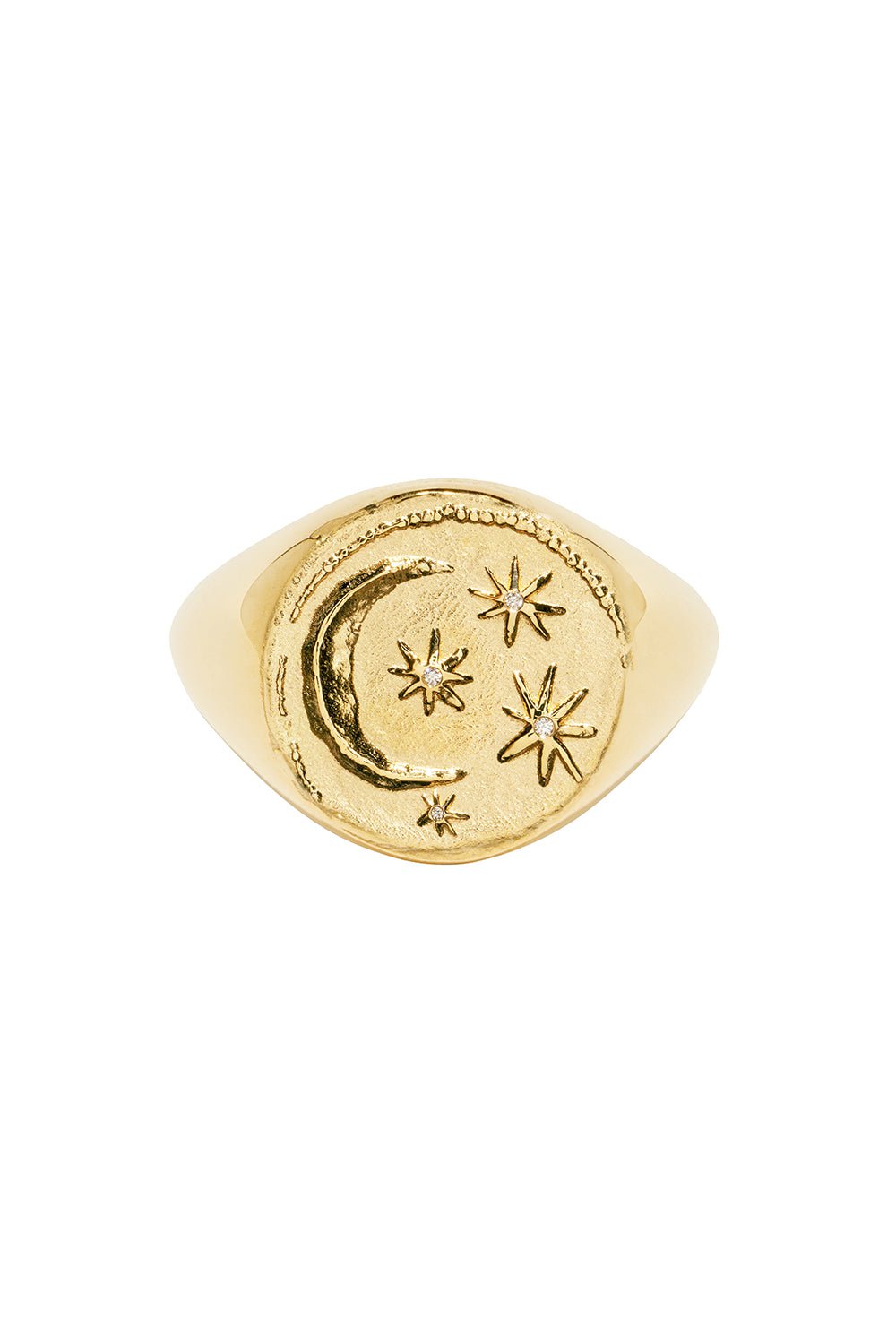 AZLEE-Cosmic Signet Coin Ring-YELLOW GOLD