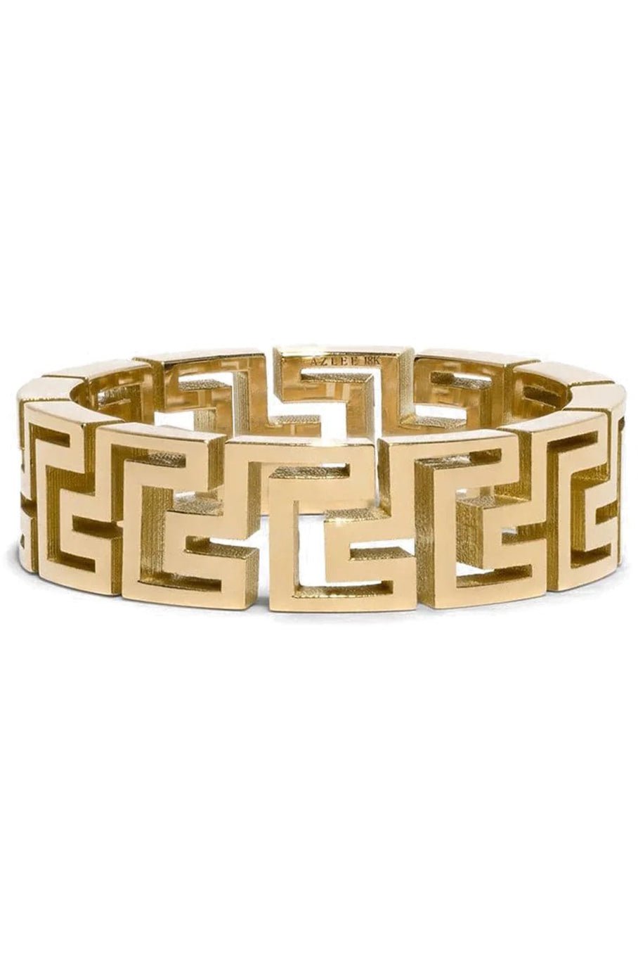 AZLEE-Greek Pattern Narrow Band Ring-YELLOW GOLD