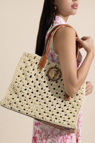 La Medusa Large Tote - Natural-BROWN-HANDBAGTOTES-VERSACE