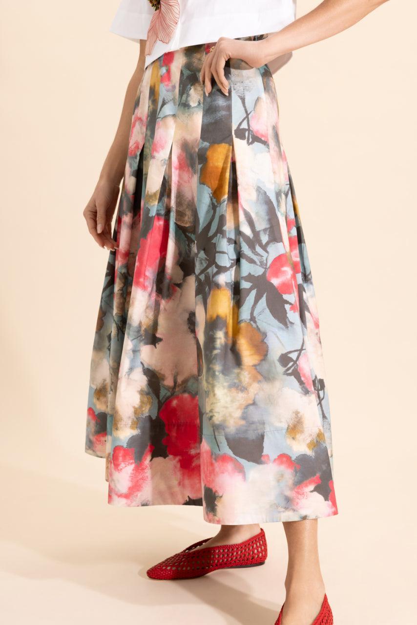 Floral Drape Full Skirt-FLORAL-2-CLOTHINGSKIRTMAXI-LELA ROSE