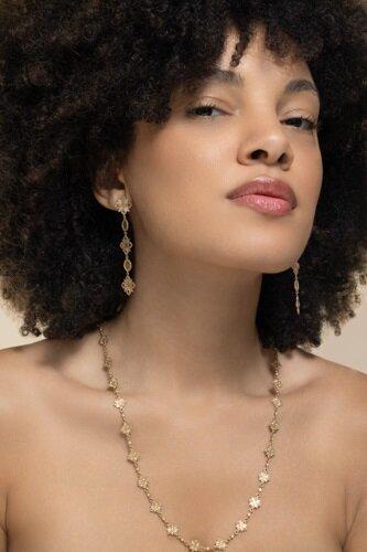 Diamond Trinetra Earring-YELLOW GOLD-JEWELRYFINE JEWELEARRING-COOMI